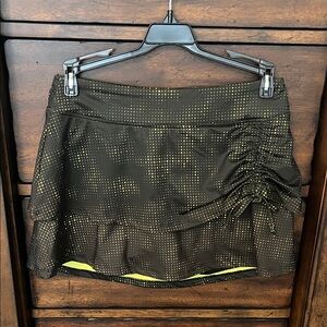 Marika Black and Greenish-yellow Tennis Skirt